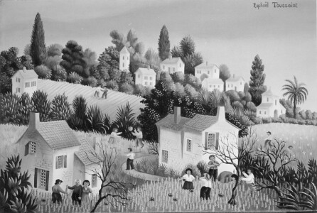 (H.B-105)- Paysage d’été au Champ de blé. hsb de format 12×18 cm, daté 1971. Signé en haut à droite.