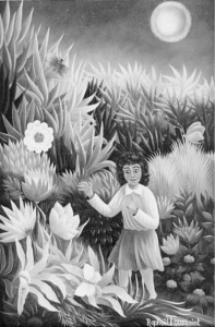 (H.B-110)- Virginie – L’enfant et les papillons Virginie est la première fille de l’artiste. hsb de format 18×12 cm, daté 1972. Signé en bas à droite.