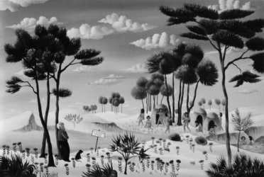 (H.B-116)- Paix dans la forêt.
hsb de format 27×41 cm, daté 1972. Signé en bas à gauche.