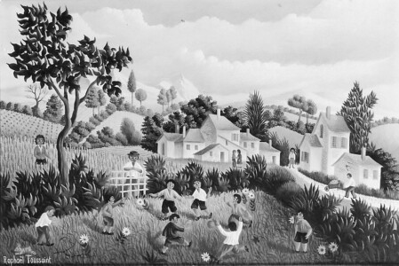 (H.B-118)- Jeux d’Enfants – La Partie de ballon. hsb de format 16×24 cm, daté 1972. Signé en bas à gauche.