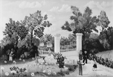 (H.B-128)- Le Bonjour aux Landes à madame et monsieur René Robin. hsb de format 24×35 cm, daté 1972. Signé en bas à droite.