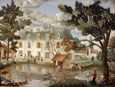(H.B-132)- L’Hervédière – Les Brouzils – Vendée. hsb de format 50×65 cm, daté 1972. Signé en bas à droite.