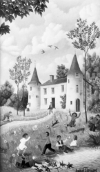 (H.B-143)- La Chasse aux papillons.
hsb de format 27×16 cm, daté 1972. Signé en bas à droite (H.B-143)- La Chasse aux papillons. hsb de format 27×16 cm, daté 1972. Signé en bas à droite