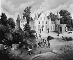 (H.B-147)- Jour de liesse au Château.
hsb de format 38×46 cm, Daté 1973. Signé en bas à gauche. (H.B-147)- Jour de liesse au Château. hsb de format 38×46 cm, Daté 1973. Signé en bas à gauche.