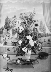 (153)- Bouquet à la table chinoise-1973- hsb 33x24 cm. (153)- Bouquet à la table chinoise-1973- hsb 33x24 cm.
