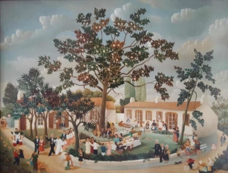 (207)- Le Mariage de la fille de maître Billon hsb de format 50×65 cm, daté 1974. Signé en bas à gauche.- (207)- Le Mariage de la fille de maître Billon hsb de format 50×65 cm, daté 1974. Signé en bas à gauche.-