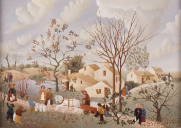 (209)-Le Laitier – Passage au village-1974-19x27 cm.