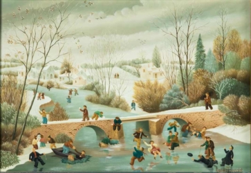 (220)- Le vieux Pont en hiver-1975-hsb 24x35 cm. -1
