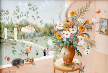(234)- Bouquet aux papillons - hsb de format 24×35 cm, daté 1975. Signé en bas à gauche.