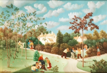 (258)- Scène campagnarde-1976-hsb 24x35 cm. Signé en bas à gauche.