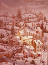 (H.B-26)- Village sous la neige.
hsb de format 55×46 cm, daté 1968
