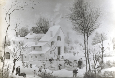 (269) - Village de la Morlière en hiver-1976-24x35 cm.