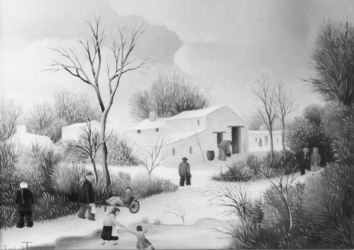 (314)-Le Chemin du village en hiver-1977-19x27 cm.