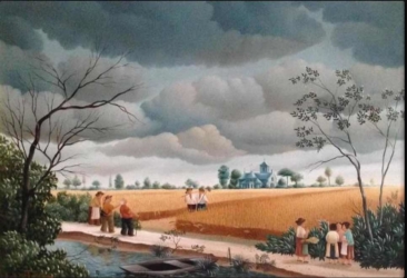 (331)- Champ de blé sous l’orage.
hsb de format 24×35 cm, daté 1977. Signé