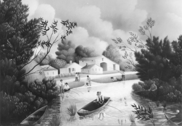 (333)- Au bord de l'eau en été-1977-hsb 24x35 cm.