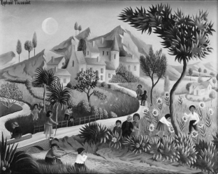 (H.B-37)- Les Pêcheurs sous le regard de la famille Robin.
hsb de format 12×18 cm. Daté 1969