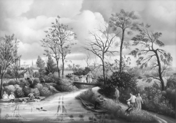 (374)-La Passerelle -Le petit Pont de bois-1978-24x35 cm.