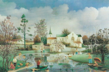 (377)bis- L'Église de Saint Hilaire le Vouhis-1978-hsb 24x35 cm.