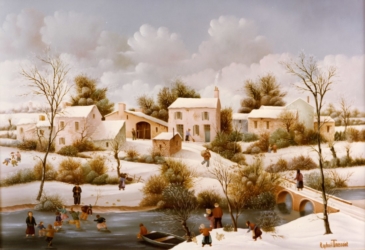 (387)- La Genétouze-Paysage de neige-1978-hsb 38x55 cm.