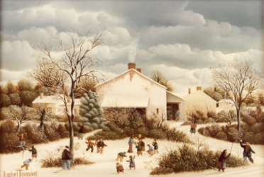 (435)- Village du Beignon-Basset sous la neige-1980-hsb 24x35 cm.