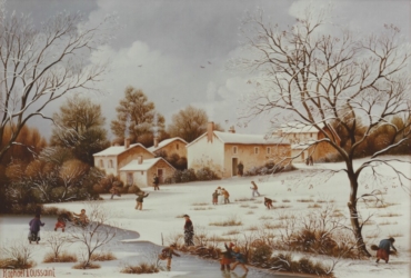 (437)- Hiver- Village près de Mareuil sur Lay-1980-hsb 33x46 cm.