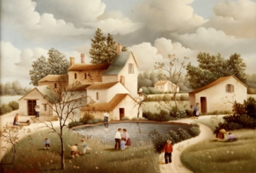 (442)- La Morlière de Bournezeau-village-1980-hsb 24x35 cm.