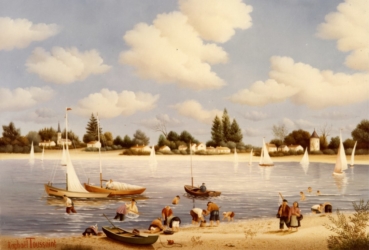 (453)- La Pêche aux coquillages-1980-hsb 24x35 cm.