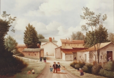 (462)- Village autour du barrage de Papon-1980-hsb 24x35 cm.