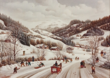 (473)- Paysage de Haute Savoie-Mégève-1981-hsb 33x46 cm.