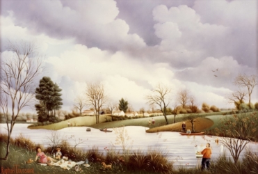 (478)- L'Étang du Château du Rortheau-1981-hsb 24x35 cm.