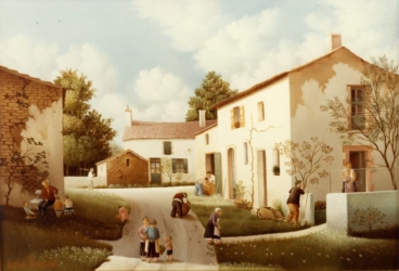 (481)- La Rue du village près du barrage Papon-1981-hsb 24x35 cm.