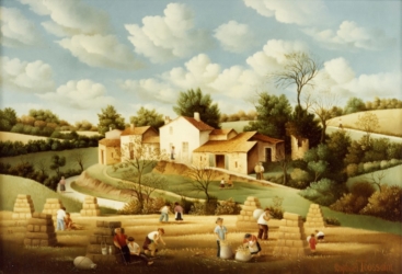 (485)- Apres la Moisson-Village de la chevalerie -1981-hsb 24x35 cm.