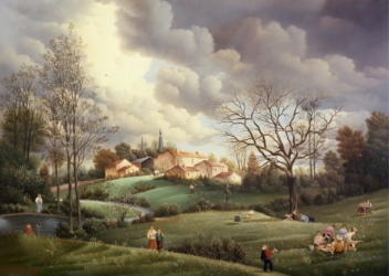 (494)-Scène champêtre au bord de la Vie-Vendée-1981-33x46 cm.