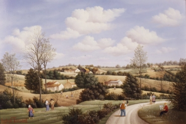 (513)-Horizons vendéens-Le Peintre au travail-1982-24x35 cm.