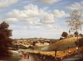 (514)-Horizons vendéens -La petite charrette à l'âne-1982-50x65 cm.