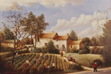 (517)-Les Vendanges de 1982-Village vendéen-1982-24x35 cm.