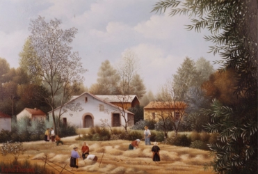 (518)-Après la moisson-Village du Marais-1982-24x35 cm.
