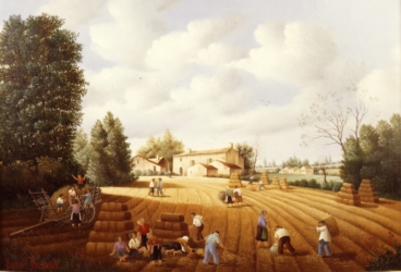 (520)-La Moisson-Village du vieux Salidieu-1982-24x35 cm.