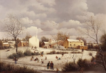 (523)-Village vendéen-Jeux d'hiver-1982-33x46 cm.