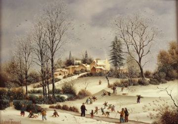 (527)-Neige-Le Château de la Métairie-1983-33x46 cm.