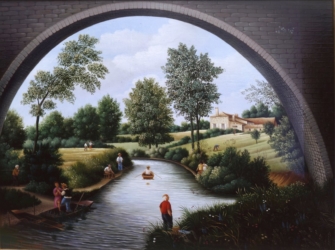 (563)-Le Pont de l'Essaudière et la ferme du docteur Bamiraud-Mouchamps-1984-27x35 cm.
