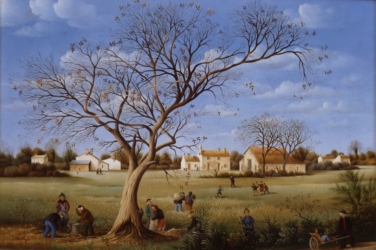 (572)-Automne-Le vieux Chêne près du village du Beignon-Basset-1984-24x35 cm.