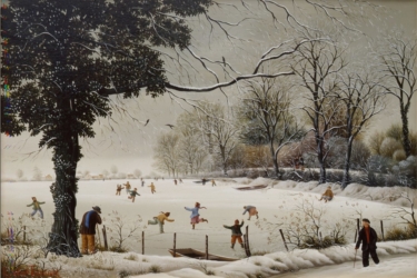 (579)-Le Chemin de la Brossardière en hiver-1985-24x35 cm.