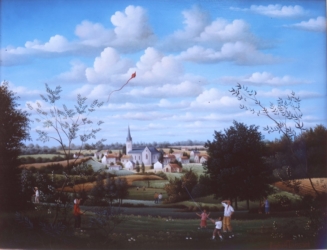(583) - L'Enfant au cerf-volant – Chaillé les Ormeaux – Vendée-1985-27x35 cm.