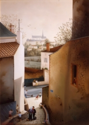 (587)- L'Impasse du presbytère au Poiré sur Vie – Vendée-1985-46x38 cm.