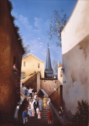 (588)-L'Impasse du presbytère au Poiré sur Vie-Mariage de virginie-1985-46x33 cm.