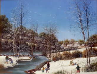 (589)- Le Chadeau – Paysage sous la neigne-1985-27x35 cm.