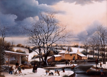(595)- Paysage de neige vers le Beignon Basset-1986-33x46 cm.