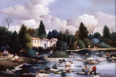 (598)- La Sèvre nantaise à Rochard près Saint-Laurent s:Sèvre-1986-24x35 cm.