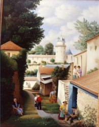 (605)- La petite Ruelle à Apremont-Vendée-1986-35x27 cm.